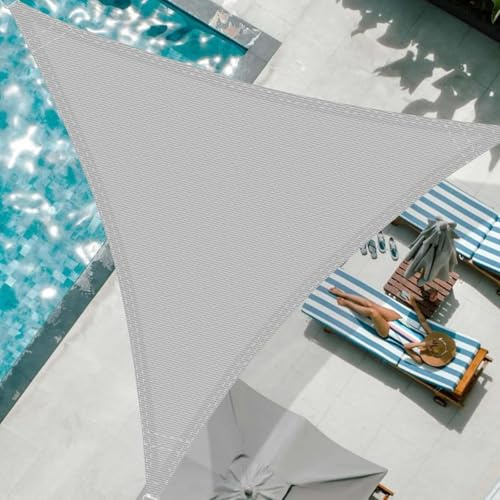 Tenda A Vela Triangolare 5x5x7m Vela Ombreggiante HDPE Traspirante, Protezione Raggi UV 95%, per Feste All'aperto in Terrazza Giardino, con Corda, Grigio