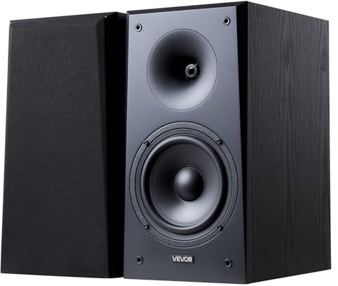 VEVOR Enceintes Bibliothèque Passives, 100 W, Paire Enceinte d'Étagère Stéréo avec Woofer 165,1 mm Tweeter 25,4 mm, Grille Amovible, Réponse en Fréquence 55 Hz-20 kHz, Boîtier Bois, pour Home Cinéma