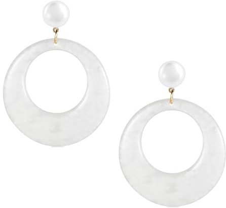 White Earrings for Women, White Acrylic Earrings, Boho Drop Dangle, for Women and Girls(7.3 * 5.4cm)