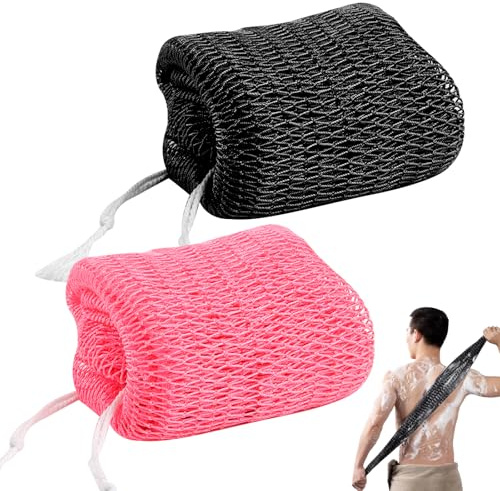 Setgoold 2Pcs African Net Sponge Authentic Exfoliating Nylon Back Scrubbers | Traditional African Net with Knotted Design, Long African Loofah, Deep Cleansing & Exfoliating, For Shower Body Care