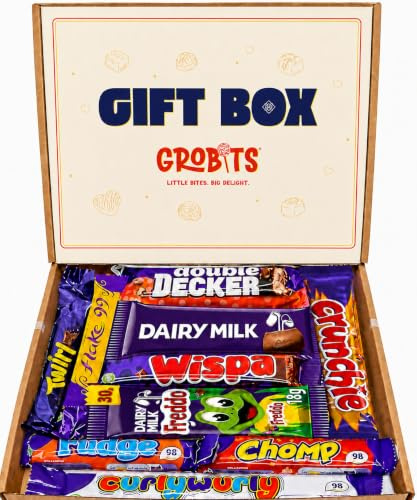 GROBITS Chocolate Gift Box, 10 Mini Bars, Letterbox Friendly Hamper | 10 Individually Wrapped Bars Ideal for birthdays, Father’s Day, Mother’s Day, Thank You Presents