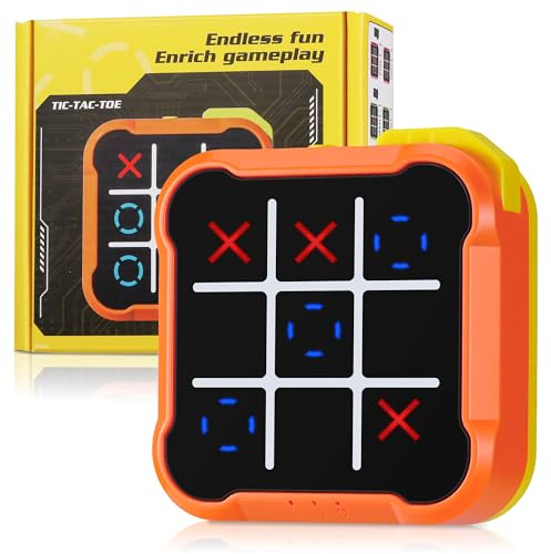 Tic-TAC Toe Electrónico, Tres en Raya Electronico, Consola de Juegos Viaje Portátil Tic-TAC Toe Portátil, Juego de Reacción y Cerebro para Niños y Adultos, Juego de Viaje Recargable