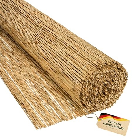 DE-COmmerce Schilfrohrmatte Schilfmatte SORA (HxB) 150 x 300 cm Sonnenschutz Windschutz Sichtschutz Deko Zaun für Garten, Terrasse und Balkon