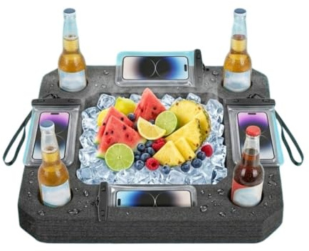 Porte-gobelet Flottant pour Piscine Bar de Service avec Repas | Porte-Bière de Piscine Utilisation : extérieur, parc aquatique, bain à remous, plage, jardin, fête, rivière et lac