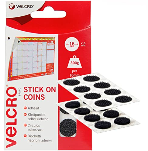 VELCRO EC60228 Brand Dischetti riapribili adesivi 16mm x 16 Nero
