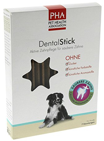 PHA Hund, Kaustangen für gesunde Zähne und Zahnfleisch, Ohne Zucker, DentalStick, 7 Stück