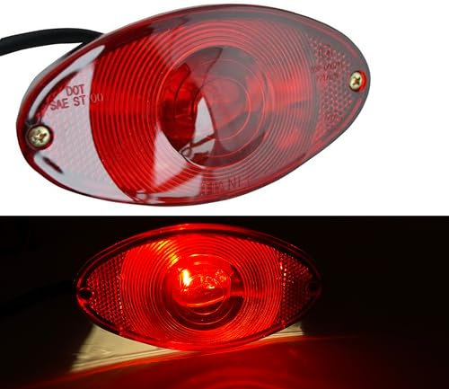 Alchemy Parts Motorrad Brems Rücklicht Chrom Oval - Rot Linse - Homologated