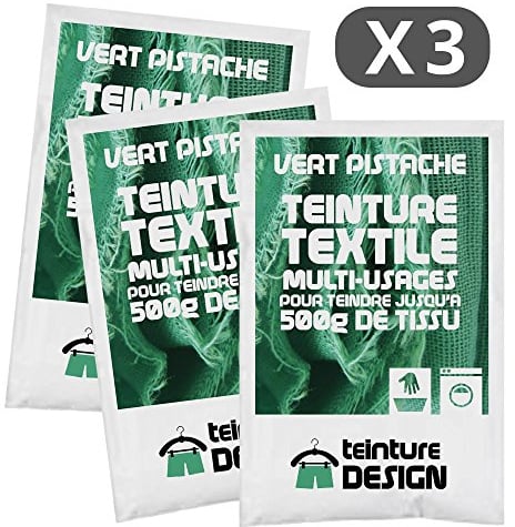 Set aus 3 Textilfarben - Universal Textilfarbe für Kleidung und natürliche Stoffe (Pistaziengrün)