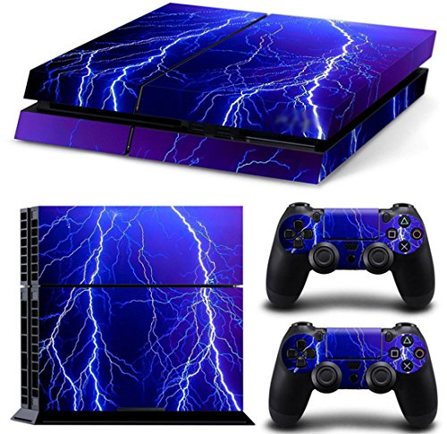 DOTBUY PS4 Skin Aufkleber Sticker Design Folie schützende Haut Schale für Sony Playstation 4 Konsole und 2 Dualshock Controller (Violet Lightning)