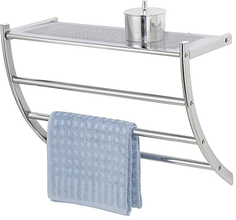 WENKO Porte Serviette Pescara, Porte Serviette INOX 3 Niveaux avec Tablette L56 cm