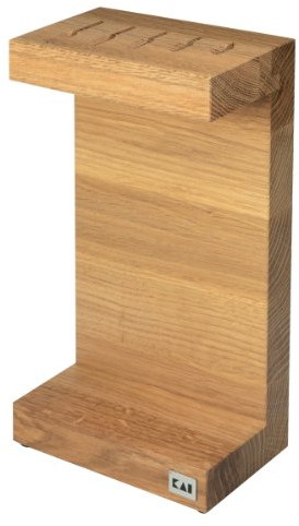 KAI Shun C-Messerblock aus geölter Eiche - Elegante Messeraufbewahrung - Platz für 5 Küchenmesser bis 26 cm Klingenlänge - Rutschfeste Gummifüße - Maße: 17 x 10 x 30