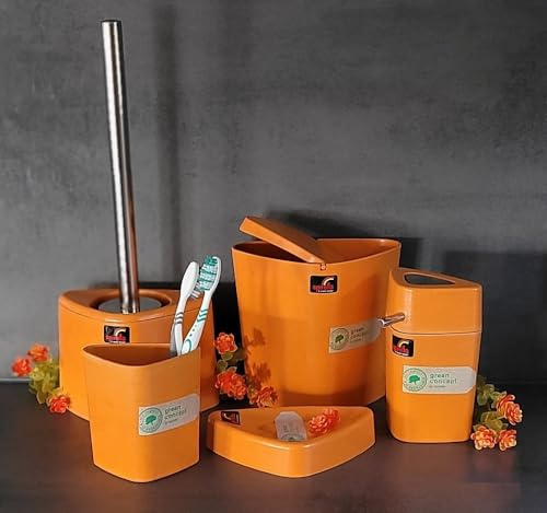 Spirella Trix Eco Set de 5 accessoires pour salle de bain Orange