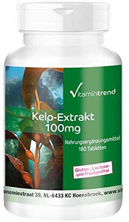 Kelp 100mg - ! POUR 6 MOIS ! - Boite de 180 comprimés - Végan - Varech de l'Atlantique Nord - Iode de source naturelle | Vitamintrend®