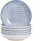 Nicola Spring Patterned Pasta Bowls - Navy - Pack of 6 - Porcelain Flower Print Design Rice Serving Bowls for Cereal, Fruit, Dessert, Salad, Noodles, Snacks