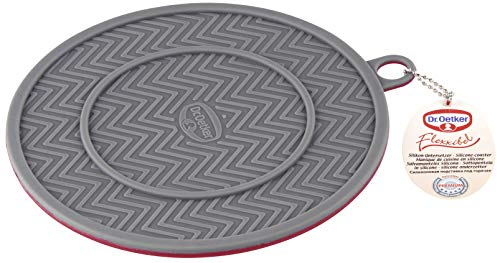Dr. Oetker Silikon-Untersetzer Flexxibel Ø 18,5 cm, Topfuntersetzer besonderer Zweifarben-Optik, Topflappen für Backformen und Auflaufformen - hitzebeständig bis 230°C