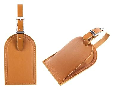 DELMON VARONE - Personalisierbarer Kofferanhänger aus Premium Leder Boxcalf braun, Gepäckanhänger für Koffer & Rucksack mit verstecktem Adressschild, Stabiler Adressenanhänger mit Lederband & Schnalle