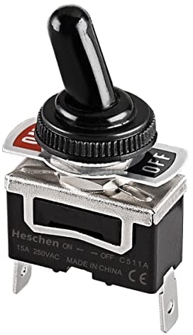 Heschen Metall-Kippschalter, C511A, SPST gewartet, Ein/Aus 2 Positionen, 15A 250VAC, 2 Flachsteckanschluss, CE, mit wasserdichter Abdeckung (1)