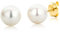 Miore – Ohrringe aus 14 Karat Gelbgold (585) mit weißen Süßwasserperlen (6 mm) – Bouton Gold Ohrstecker mit Zuchtperlen für Damen in edler Fassung – Allergenfrei & handgemacht (6 x 6 mm)