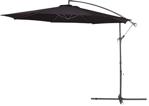 BillyOh 3m Garden Parasol Umbrella 8 Ribs with Crank & Tilt Function – UV Protection, Air Vent, Adjustable Cantilever Parasol Umbrella for Garden, Patio, Beach, Decking & Cover (Black)