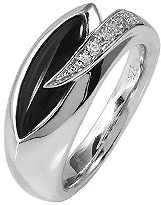 Materia Damen Ring Tropfen 925 Silber mit Onyx und Zirkonia rhodiniert SR-40-62