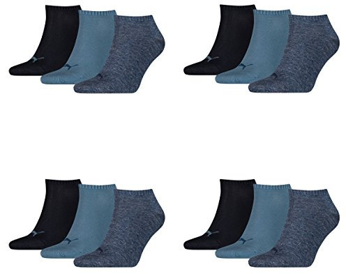 PUMA 12 Paar Sneaker Invisible Socken Gr. 35-49 Unisex für Damen Herren Füßlinge, Farbe:460 denim blue, Socken & Strümpfe:47-49
