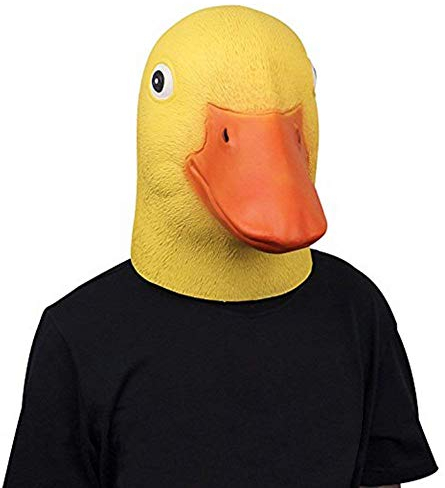 molezu Entenkopf maske Lustig Ente Maske Weihnachten Neuheit Deluxe Tierkopfmaske, Süße Entenmaske für Cosplay für Erwachsene (Gelb)