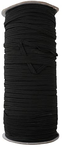 100 Metres Flat Elastic Band | 5mm Wide Elastic Ribbon | 1/5 Inch Black Stretchy Cord for Sewing, Knitting, Arts and Crafts, Clothing, Dressmaking, DIY Projects
