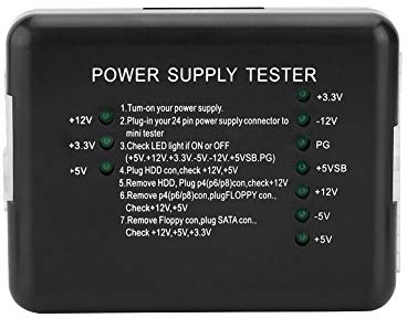 Comprobador de Fuente de alimentación de 20/24 Pines para ATX/SATA/HDD/HDD/Floppy, Negro