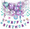 SUNBEAUTY Meerjungfrau Geburtstag Mädchen Party Deko Kit Lila Birthday Girlande Mermaid Spiralen (Deko-Set mit Ballons)