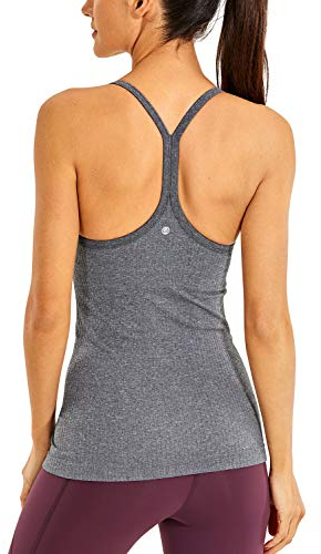 CRZ YOGA Damen Sport Tank Top Racerback Ärmelloses Shirt Sommer Leichte Yoga Tops Elastische Fitness Oberteile Hellgrau 38