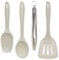 Zeal JSET40C Non-Stick Silicone Tongs, Turner, Spatula Cooks Spoon 4-Piece Set-Cream