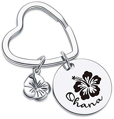 N/O 7RVZM Ohana Geschenk Familie Schlüsselanhänger Hibiskus Geschenk Hibiskus Charm Schlüsselanhänger Hibiskus Blume Schlüsselanhänger Familie Party Schmuck Ohana Blume Geschenk Adoption Tag Geschenk