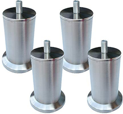 Möbelfüße Edelstahl Möbelbeine Metall Möbelfüße Runde Beine Möbelfüße Tisch Bett Schrank Sofa Beine Ersatzkabinettfüße 4er M8 Schraube(17.5cm)