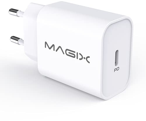 MAGIX Wall Charger PD Quick Charge 3.0 30W , USB Type-C, AC 100-240V to DC 5V 9V 12V 15V 20V (Qc 1.0 2.0 Compatible) (EUR Plug)(White)