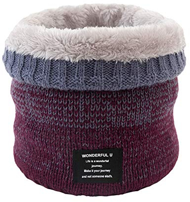 MoreChioce Unisex Strickschal, Winter Warm Schlauchschal Loop Schal Gestrickter Nackenwärmer Windstopper-Schal mit Fleece innen Hals Warmer zum Skifahren Motorrad Radfahren Wandern,Rot Rose