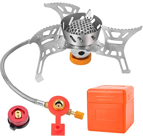 LAMA 3900W Réchaud de camping avec allumage piézo coupe-vent petit réchaud à gaz de camping pliable brûleur à gaz portable compact et durable avec boîte de transport pour pique-nique en camping