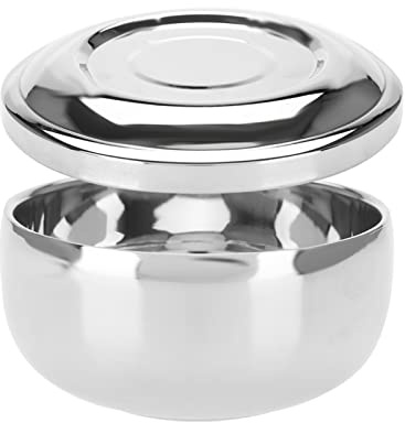 Produit de beauté universel pour hommes bol de savon à raser en acier inoxydable bol de mousse à raser avec couvercle de miroir