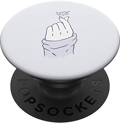 PopSockets Koreanische Hand Herz Lila Finger Heart K-Pop Saranghae PopSockets mit austauschbarem PopGrip