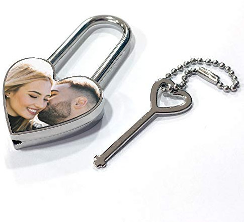 Candado corazón Personalizado con Foto, Imagen o Nombre. Regalo para Enamorados. Regalo Original Personalizado. San Valentín