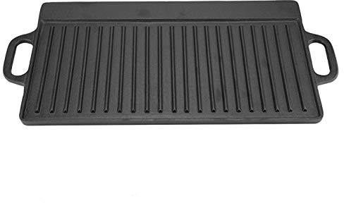 Plancha antiadherente de aluminio fundido de primera calidad para placas eléctricas de inducción de gas con dos asas integrales Negro , 50,5 * 23,5 * 1,4