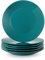 LOVECASA Serie Sweet Juego de 6 Platos de Postre, Vajilla de Porcelana. 21.5cm Platos Planos Redondos. Se Puede Usar en Lavavajillas, Verde Oscuro