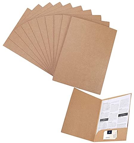 10 Stück Präsentationsmappe A4 Kraft Dokumentenmappe Papier Ordner Kraftpapier Aktenordner Papierkram Organizer mit Kartenschlitzen Ordner Umschläge Organisation für Büro Schule und Zuhause