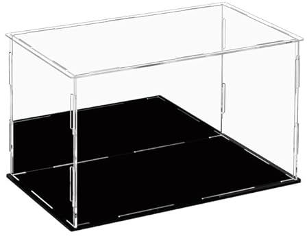 Dezzer Vitrine Acrylique avec Base Noire, Assembler la boîte à poussière de la boîte Acrylique de comptoir pour l'action Figurines Jouets, Collectibles, Stockage à Domicile (30 x 20 x 20 cm)