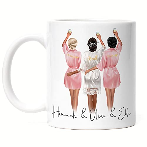 Kiddle-Design 2 Trauzeuginnen Tasse Personalisiert Name Trauzeugin Brautjungfer & Braut Frage & Danke-Geschenk 3 Freundinnen Brautparty