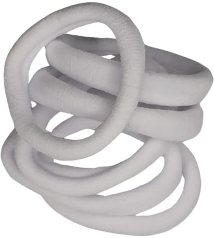 White Jersey Endless Snag Free Hair Bobbles Hair Elastics Hair Bands for Women Girls by Glitz4Girlz