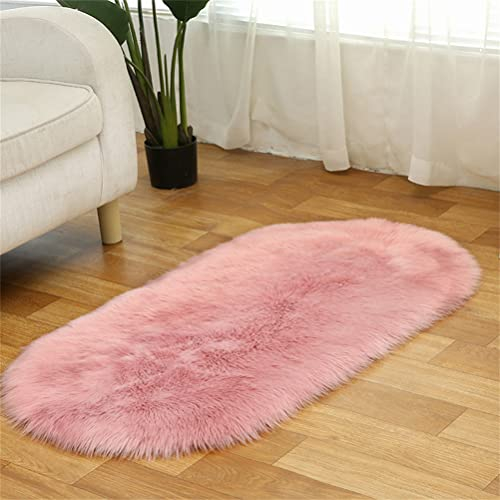 Tomifine Kunstfell Fell-Teppich, Lammfell Schaffell Teppich Flauschiger Schaffell Bettvorleger für Schlafzimmer Bett oder Wohnzimmer Sofa Deko Waschbar (40 x 60 cm,Rosa)