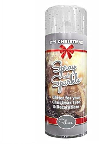 Metallic Glitter 200 ML Spray Paints Sparkle Christmas Xmas Tree Decoration Spray (Silver)