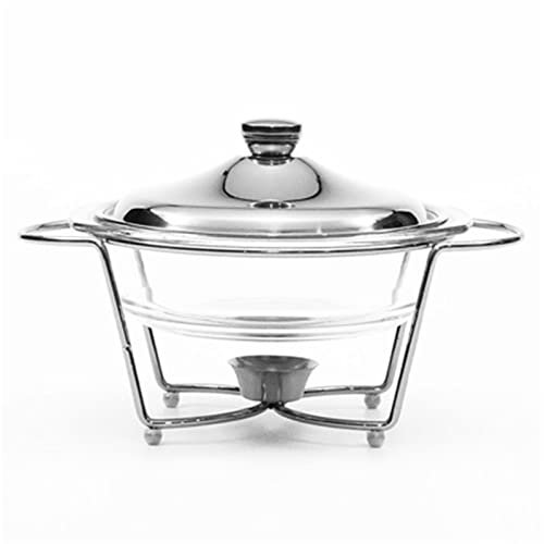 Samnuerly Chafing Food Warmer Round Buffet Chafer with Glass Chafing Dishes Buffet Food Warmer Bequem und Praktisch (Color : Silver, Size : 2L) 2L
