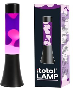 ITotal XL2460 Lampe à Lave 30 cm avec Base Noire, Liquide Violet et Cire Blanche