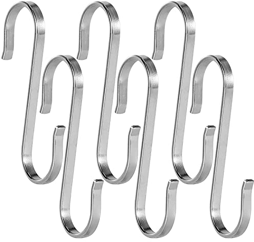 DOANTE 6 Pezzi Ganci a S,ganci a S in acciaio inox a forma,Ganci Appesi S a Forma,S Attaccapanni Gancio,ganci da cucina,per cucina,ufficio,bagno,armadio,officina